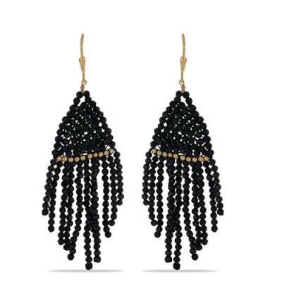 BUY 925 SILVER NATURAL BLACK SPINEL GEMSTONE NUGGETS EARRING